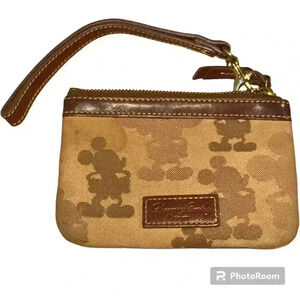 Rare Brown and Leather Walt Disney World Themed Dooney Bourke Wristlet